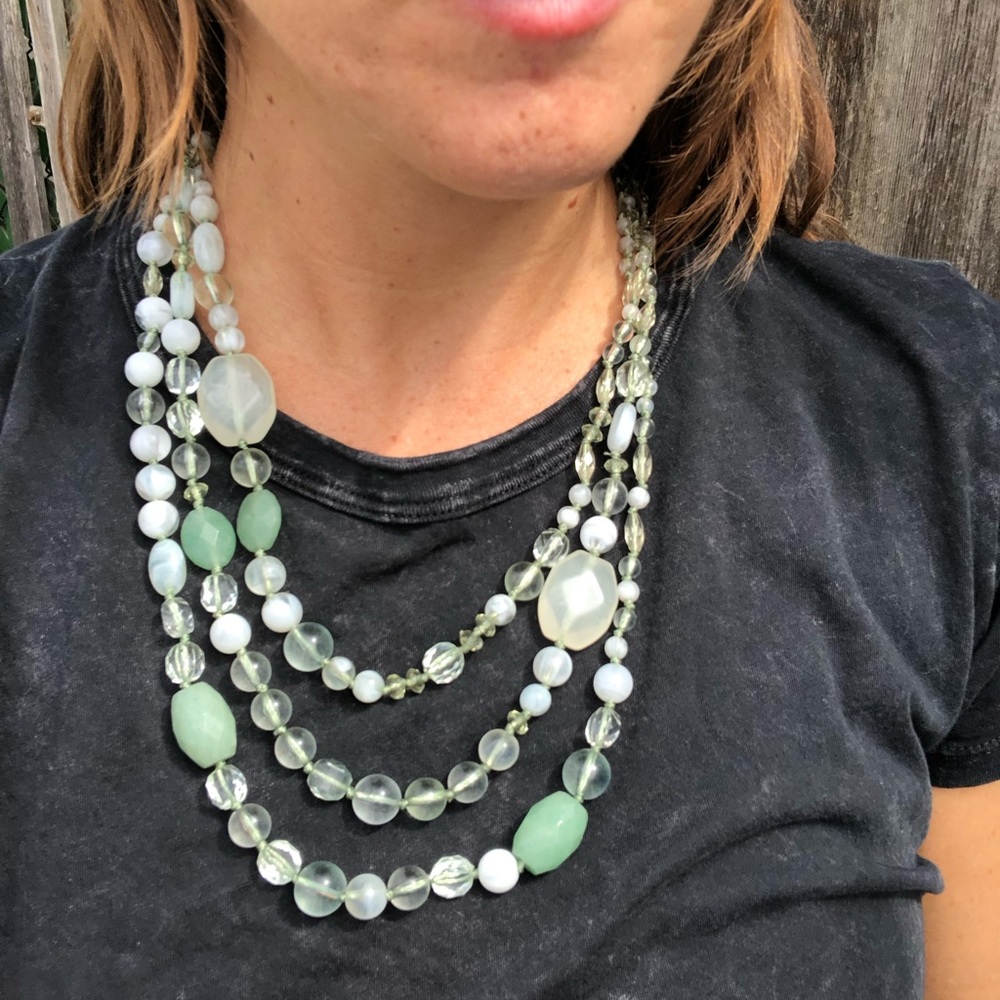 Mixed bead tiered necklace